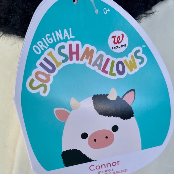 Fuzzy Connor the Cow Squishmallow 16” - Connor Squishmallow Cow w Fuzzy Patches - Picture 3 of 4